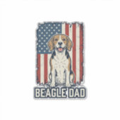 Beagle Vader Patriottische Vintage Gravure Hond De Sticker (Voorkant)