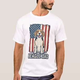 Beagle Vader Patriottische Vintage Gravure Hond De T-shirt