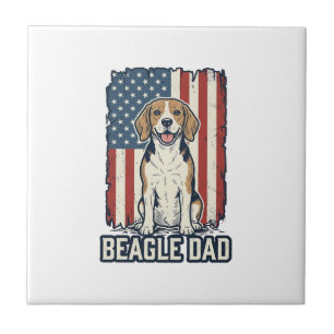 Beagle Vader Patriottische Vintage Gravure Hond De Tegeltje