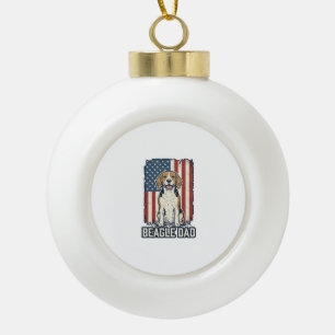 Beagle Vader Patriottische Vintage Gravure Honden Keramische Bal Ornament