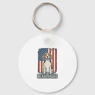 Beagle Vader Patriottische Vintage Gravure Honden  Sleutelhanger