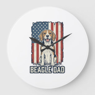Beagle Vader Patriottische Vintage Gravure Hondeno Grote Klok