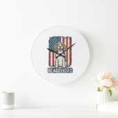 Beagle Vader Patriottische Vintage Gravure Hondeno Grote Klok (Huis)
