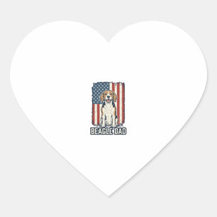 Beagle Vader Patriottische Vintage Gravure Hondeno Hart Sticker