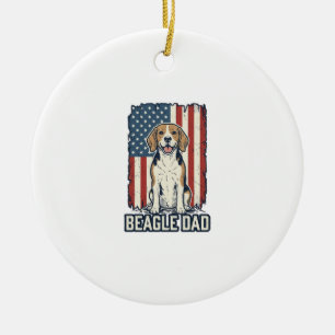 Beagle Vader Patriottische Vintage Gravure Hondeno Keramisch Ornament