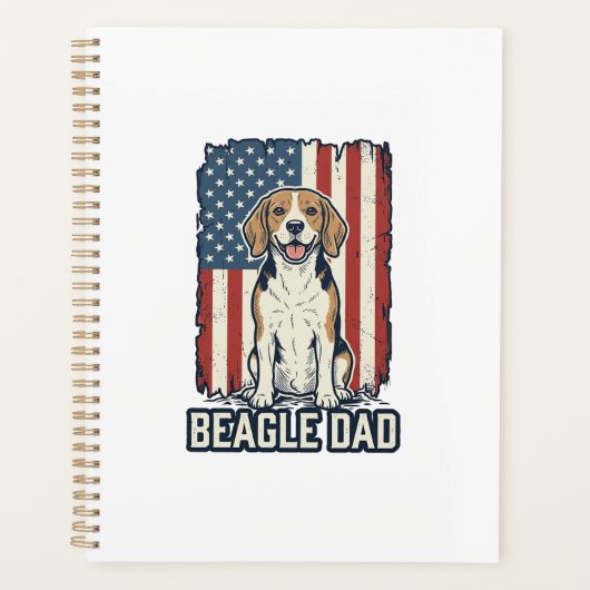 Beagle Vader Patriottische Vintage Gravure Hondeno Planner (Voorkant)