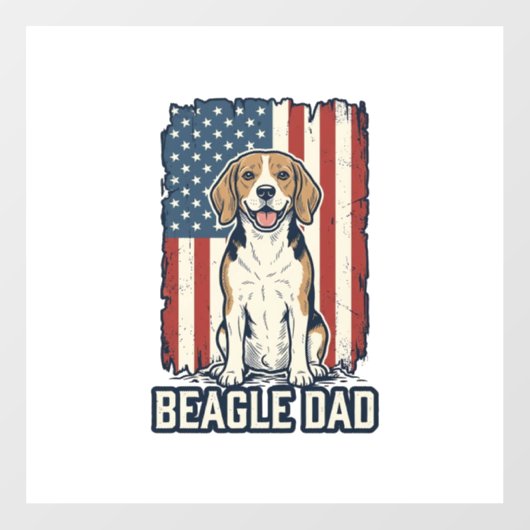 Beagle Vader Patriottische Vintage Gravure Hondeno Raamsticker (Vel)