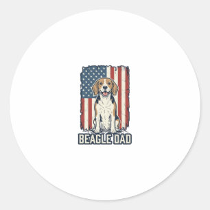 Beagle Vader Patriottische Vintage Gravure Hondeno Ronde Sticker