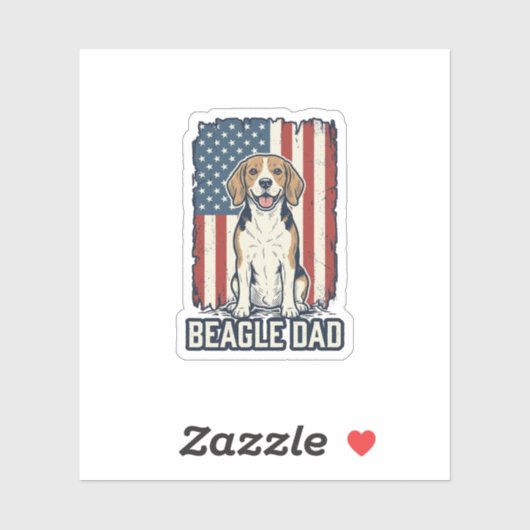 Beagle Vader Patriottische Vintage Gravure Hondeno Sticker (Vel)