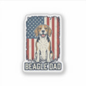 Beagle Vader Patriottische Vintage Gravure Hondeno Sticker (Voorkant)