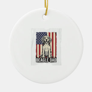 Beagle Vader Patriottische Vintage Hond Shirt Ontw Keramisch Ornament
