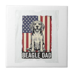 Beagle Vader Patriottische Vintage Hond Shirt Ontw Tegeltje