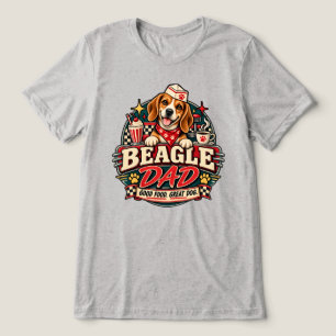 Beagle Vader Retro Diner Pootafdruk Badge Tri-Blend Shirt