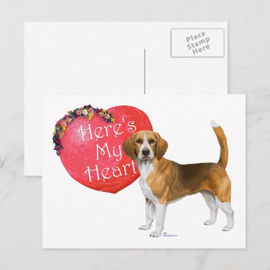 Beagle Valentijn Feestdagenkaart (Voorkant / Achterkant)