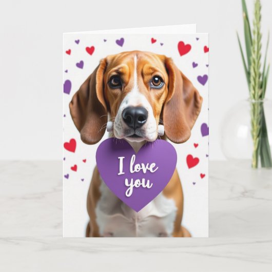Beagle Valentijnsdag Ik Hou Van Jou Kaart (Voorkant)