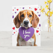 Beagle Valentijnsdag Ik Hou Van Jou Kaart (Gele Bloem)