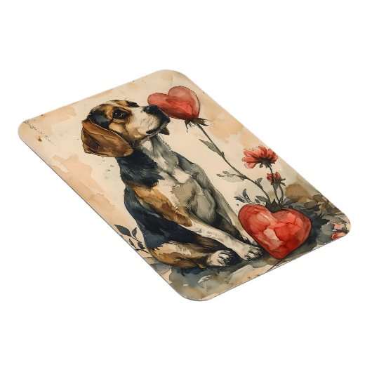 Beagle Valentijnsdag Magneet (Rechterzijde)