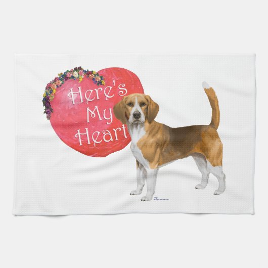Beagle Valentijnsdag Theedoek (Horizontaal)