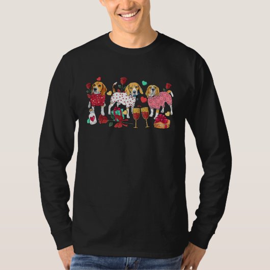 Beagle Valentine Cute Beagle Couple Red Rose Girlf T-shirt (Voorkant)