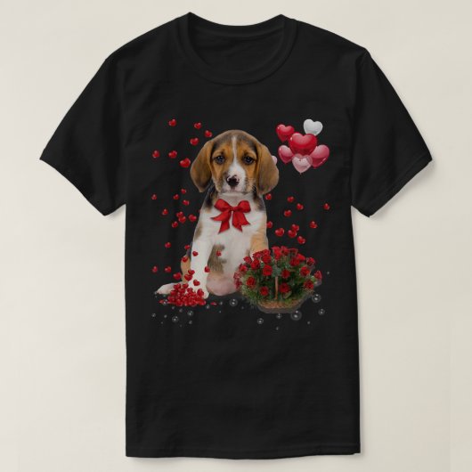 Beagle Valentines Day  Funny Dog Lover Happy Valen T-shirt (Design voorkant)