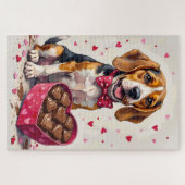 Beagle verslindt Valentijnschocolade doos Legpuzzel (Horizontaal)