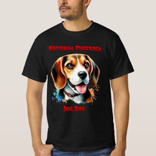 Beagle Viering: Nationale raszuivere hondendag T-shirt (Voorkant)