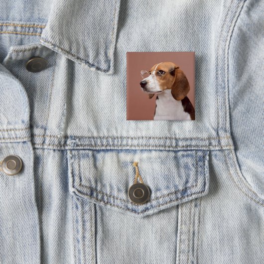 Beagle Vierkante Button 5,1 Cm (In situ)