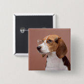 Beagle Vierkante Button 5,1 Cm (Voorkant /achterkant)