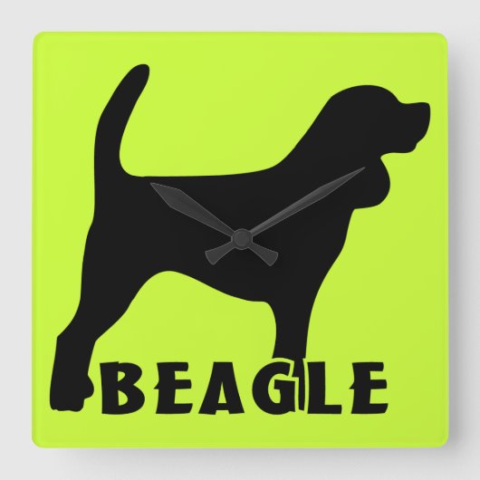 Beagle Vierkante Klok (Voorkant)