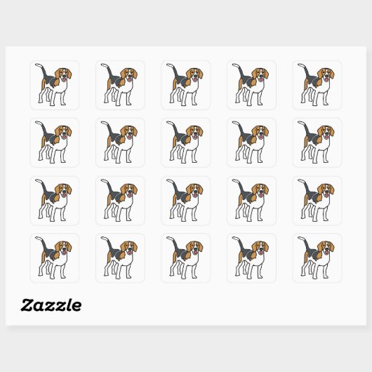 Beagle Vierkante Sticker (Vel)