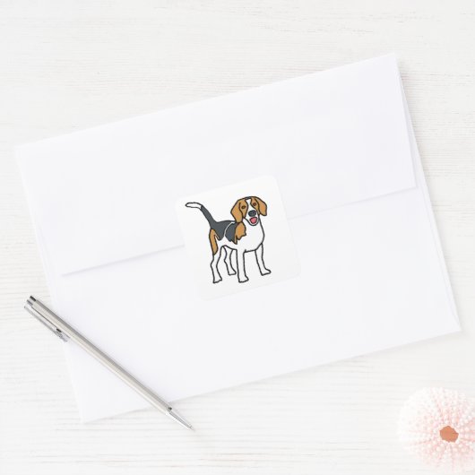 Beagle Vierkante Sticker (Envelop)