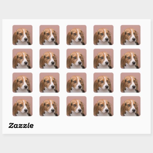 Beagle Vierkante Sticker (Vel)