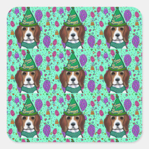 BEAGLE VIERKANTE STICKER