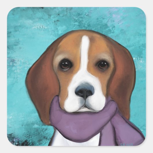 Beagle Vierkante Sticker (Voorkant)