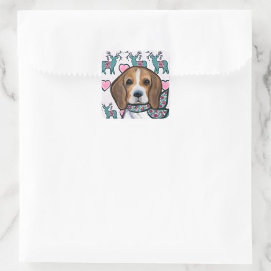Beagle Vierkante Sticker (Tas)