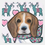Beagle Vierkante Sticker (Voorkant)