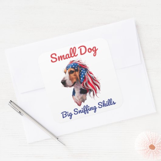 Beagle Vierkante Sticker (Envelop)