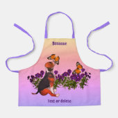 Beagle vlinders bloemen dier gepersonaliseerd schort (Voorkant)