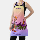 Beagle vlinders bloemen dier gepersonaliseerd schort (Insitu)