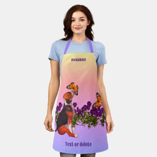 Beagle vlinders bloemen dier gepersonaliseerd schort