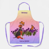 Beagle vlinders bloemen dier gepersonaliseerd schort (Voorkant)