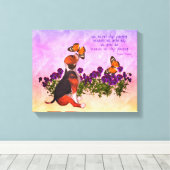 Beagle Vlinders Bloemen Inspirerend Life Quote Canvas Afdruk (Insitu (Houten vloer))