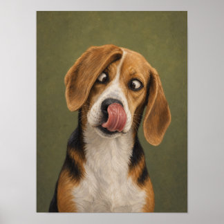 Beagle Wandkunst — Mid-Lick Grappige Schilderachti Poster