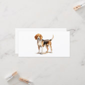 Beagle watercolor kunst Beagle watercolor print Kaart (Voorkant / Achterkant in situ)