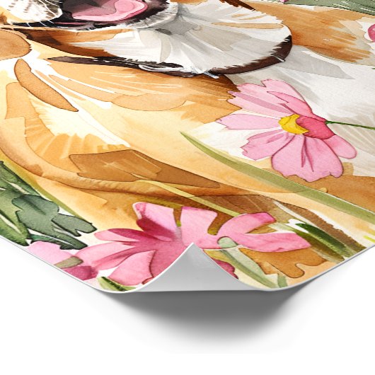 Beagle waterverf hond muur kunst print poster (Hoek)