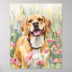 Beagle waterverf hond muur kunst print poster