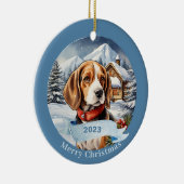 Beagle Waterverf Hondenkerst Keramisch Ornament (Rechts)
