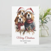 Beagle Waterverf kerstminimalisatie Feestdagenkaart (Staand voorkant)