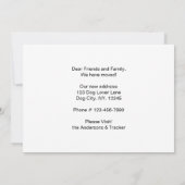 Beagle we hebben nieuwe adreskop verplaatst aankondiging (Achterkant)