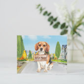 Beagle we hebben nieuwe adreskop verplaatst aankondigingskaart (Staand voorkant)